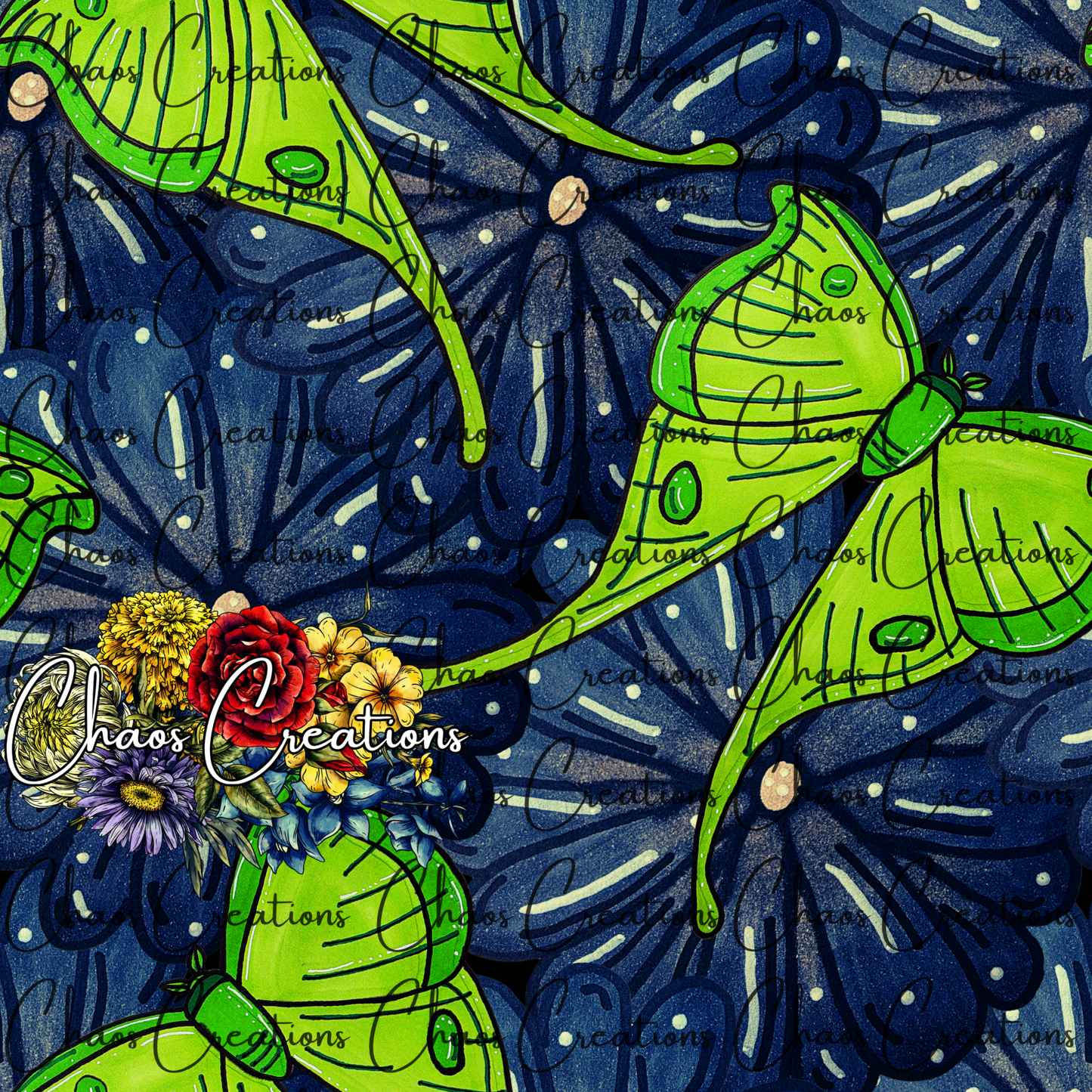 Luna Floral, blue colorway *Hextober day 6*