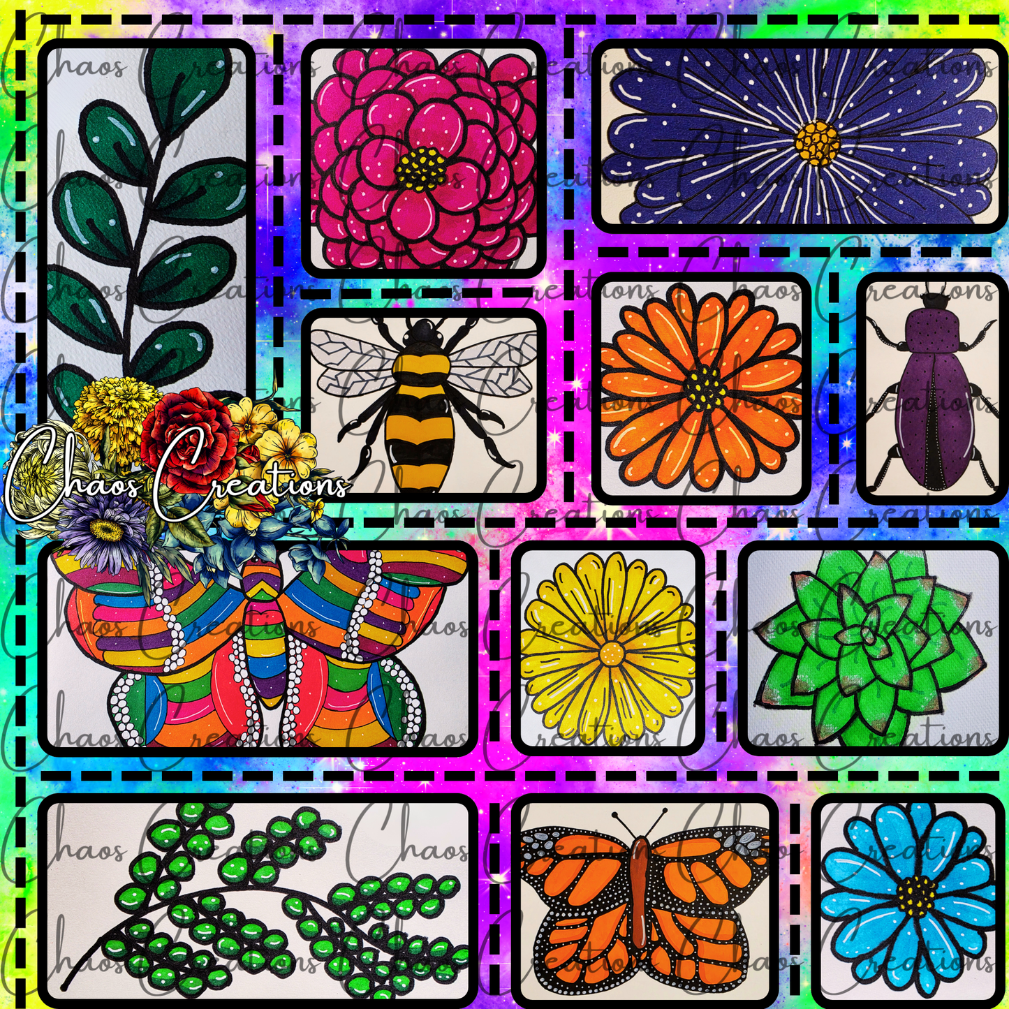 Patchwork Garden, bold colorway *Hextober day 7*