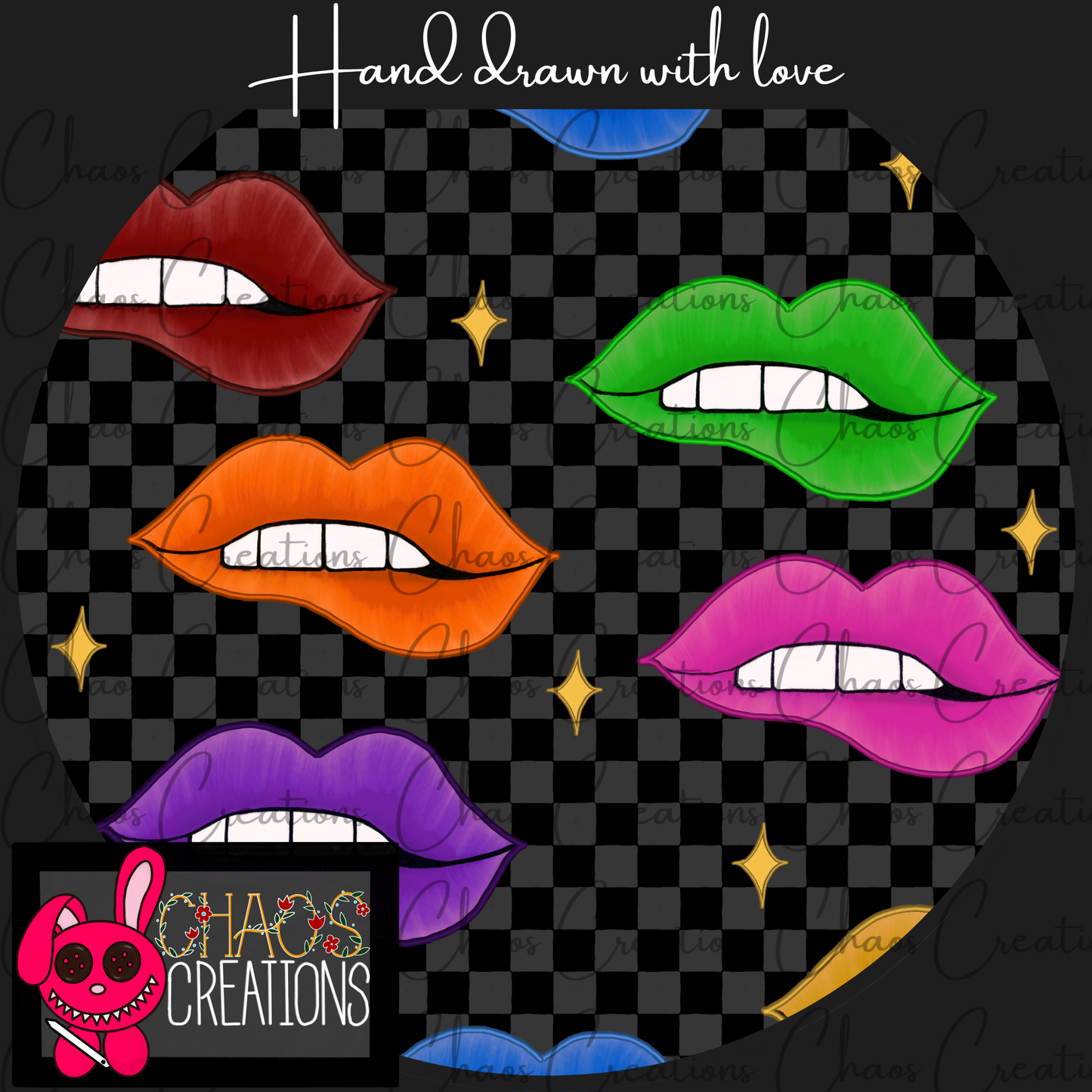 Rainbow Kisses, dark checks