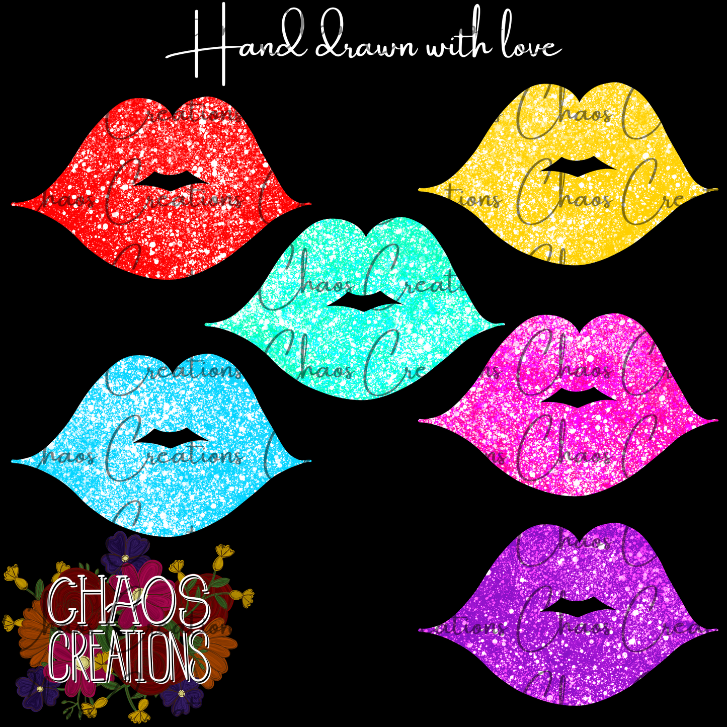 CLIP ART: Glitter Kissy Lips