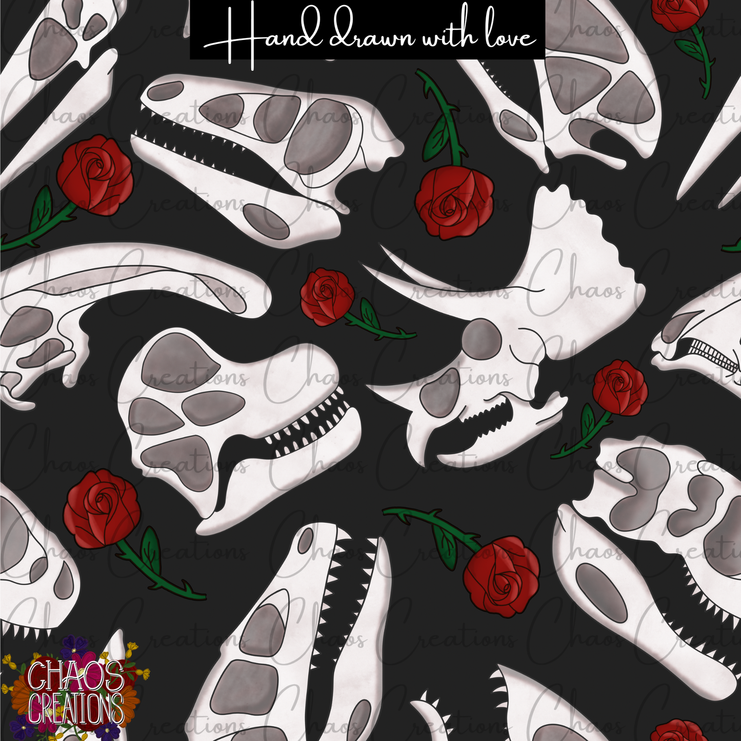 Dino Skulls & Roses