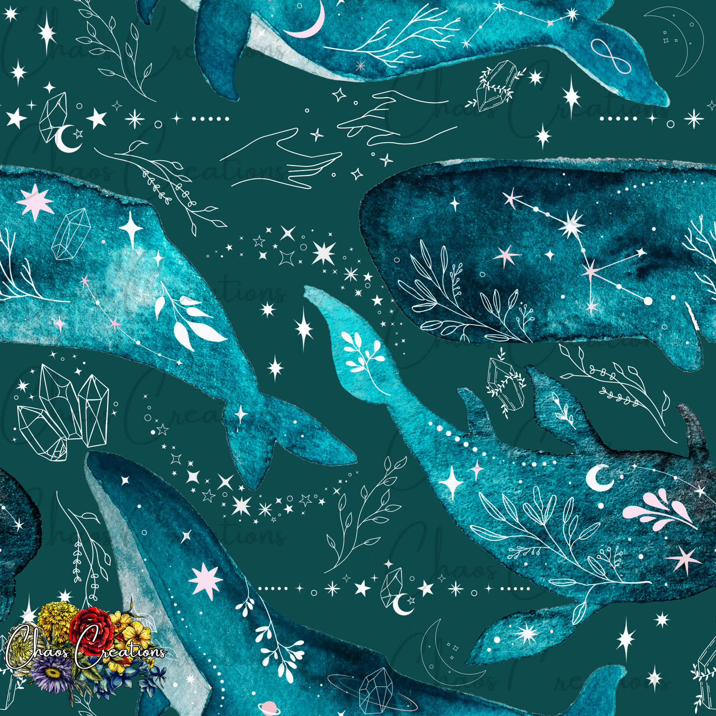 LIMITED EXCLUSIVE: Celestial Whales, teal colorway (3 copies)