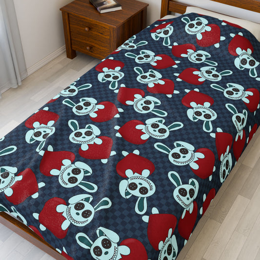 Button Bunny Hearts minky blanket