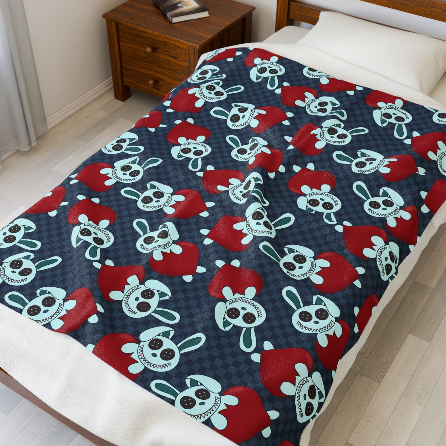 Button Bunny Hearts minky blanket