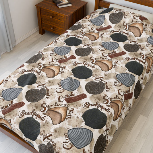 Plush Minky Blanket Watercolor Fossils