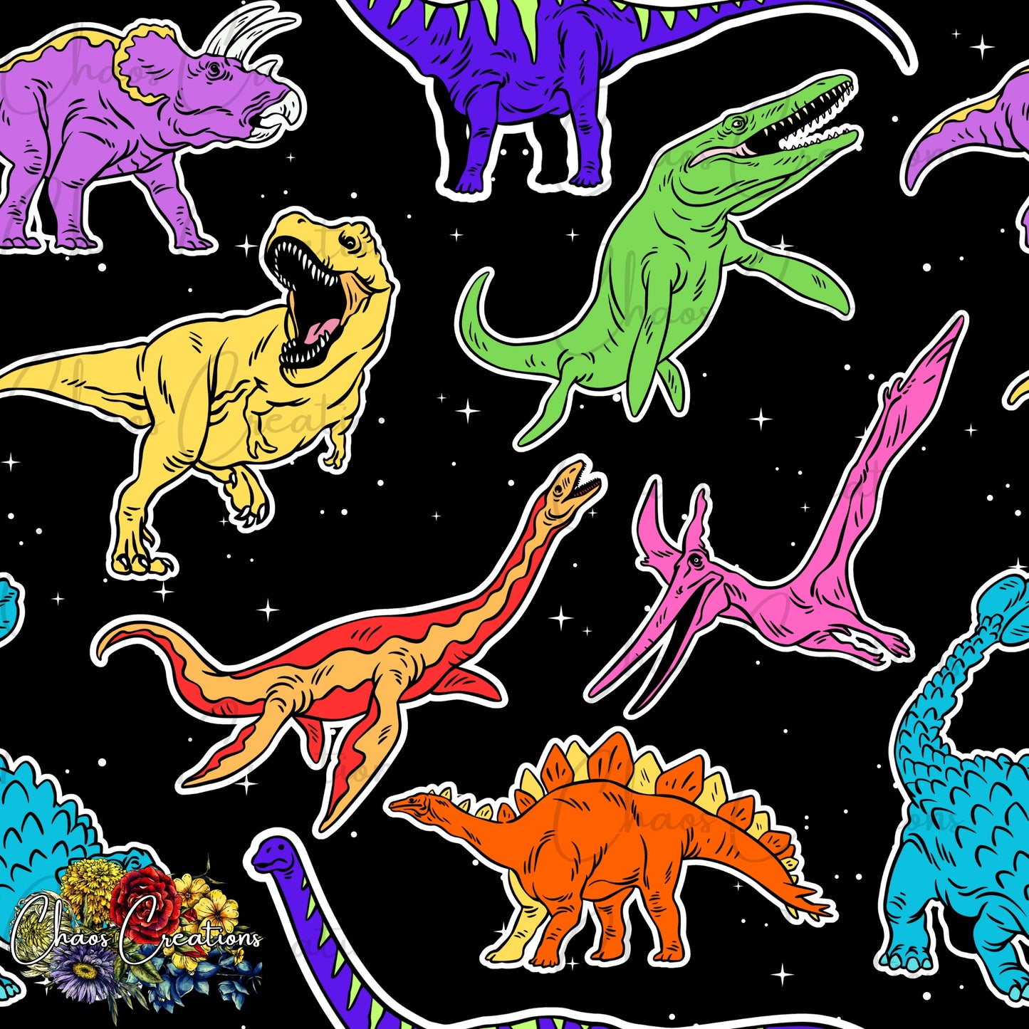 Colorful Dinosaurs (3 colorways)