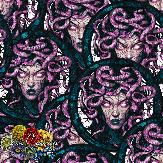 Stained Glass Medusa, pink colorway