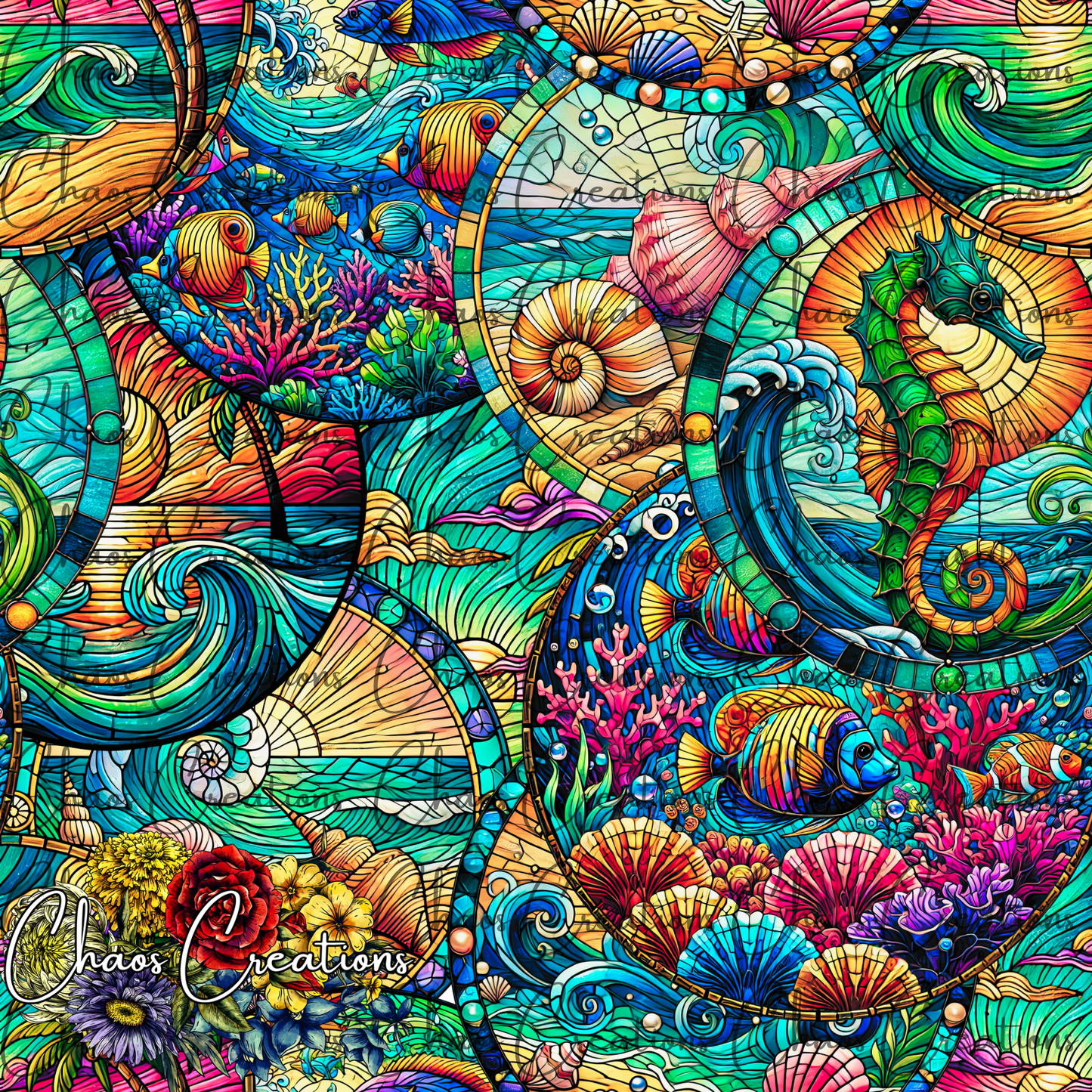 Sea Creatures Stained Glass