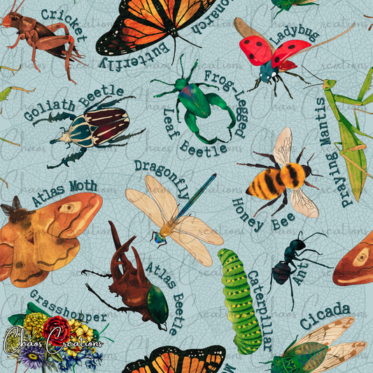 Backyard Bugs, blue colorway