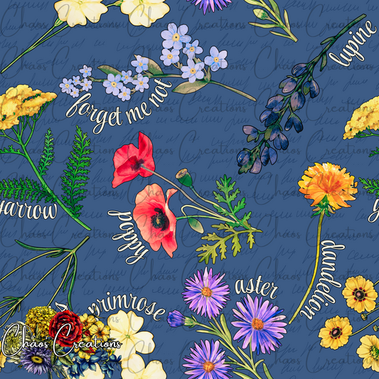 Wildflower Names, blue colorway