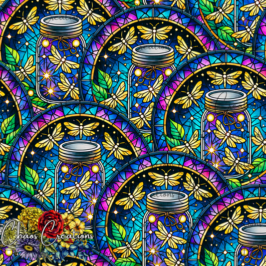 Dragonfly Jars Stained Glass, colorful colorway