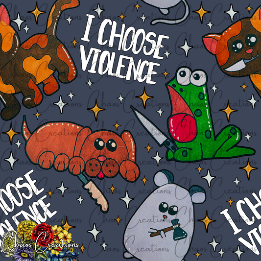 I Choose Violence, blue colorway (hand drawn)