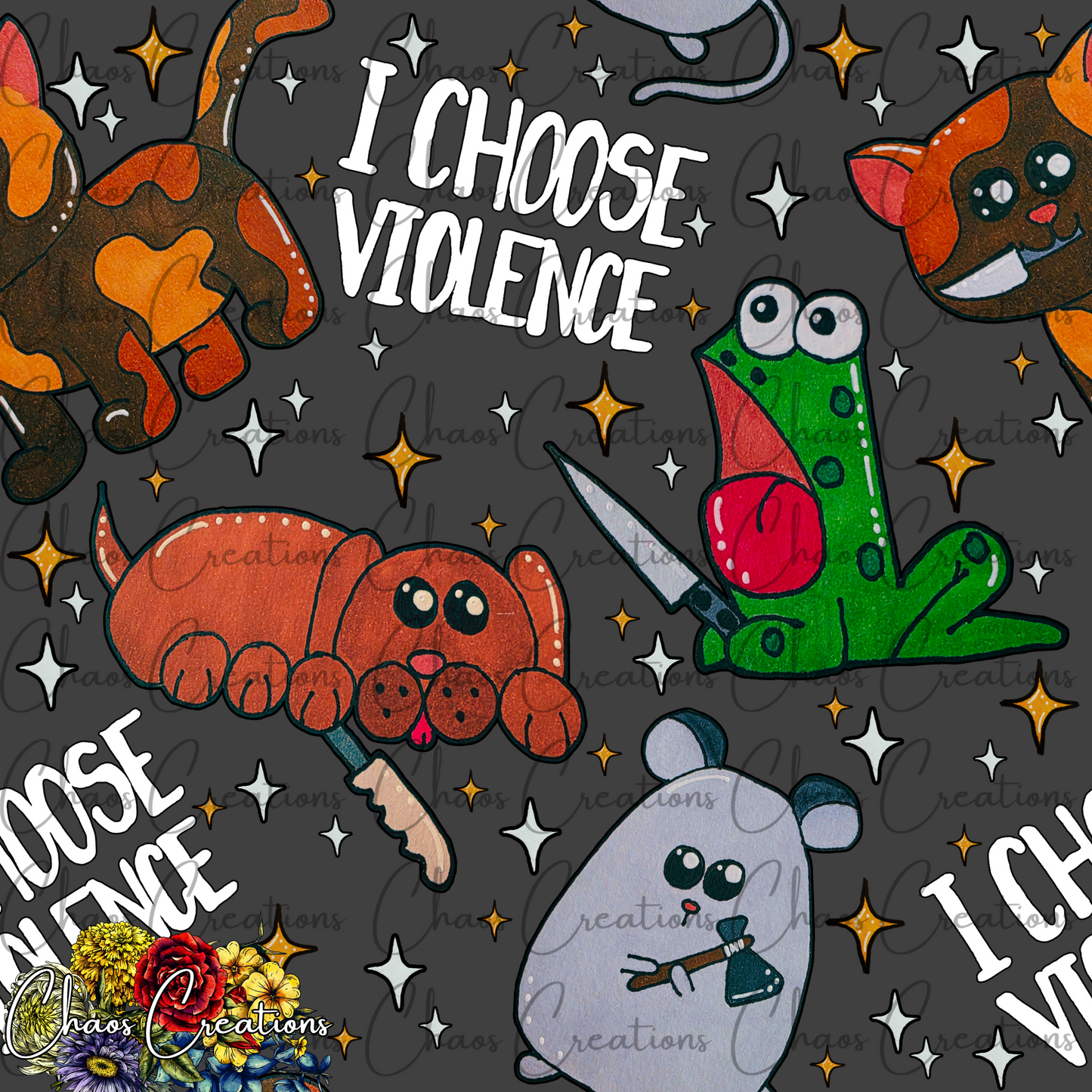 I Choose Violence, grey colorway (hand drawn)