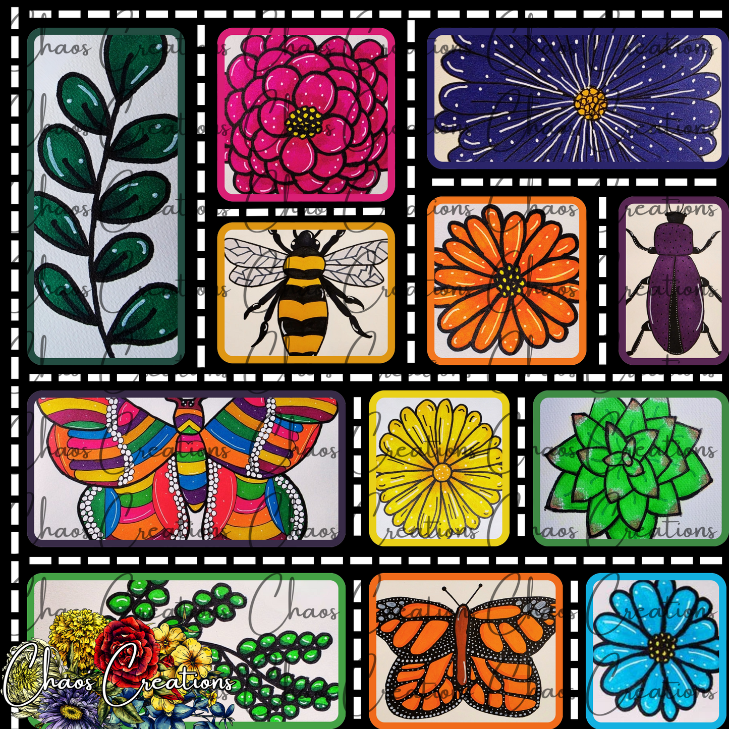 Patchwork Garden, black colorway *Hextober day 7*