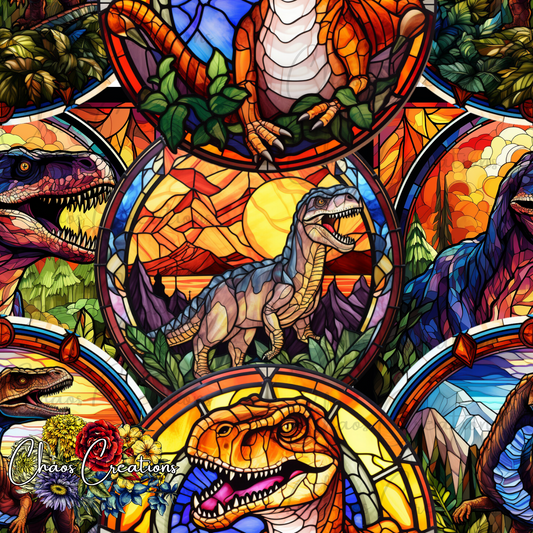 Dinosaurs stained glass