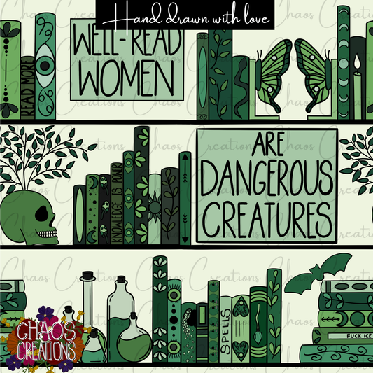 Witchy bookshelf, green