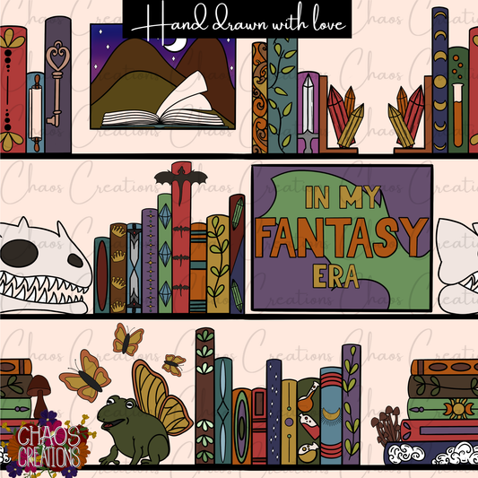 Fantasy bookshelf, deep