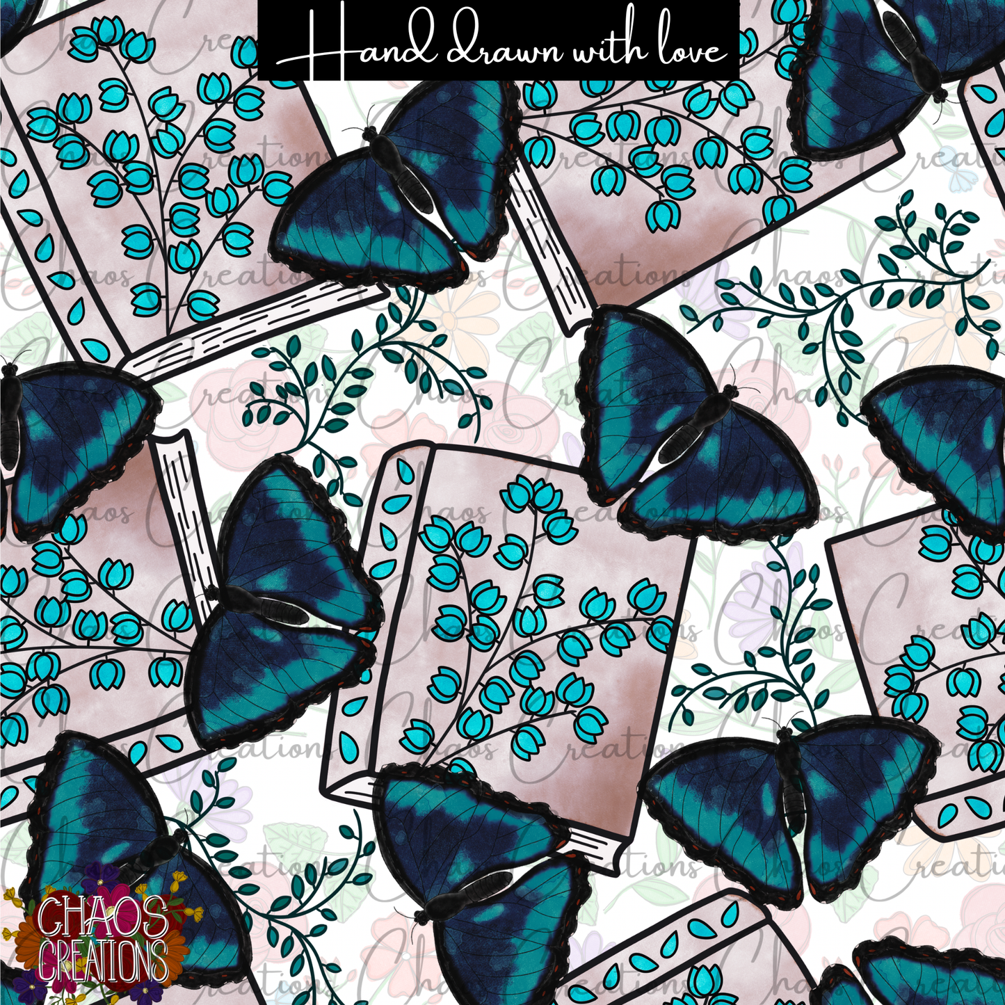 Floral Reader, teal colorway