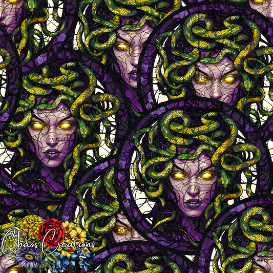 Stained Glass Medusa, green colorway