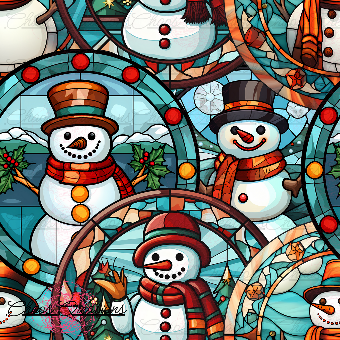 Snowman stained glass