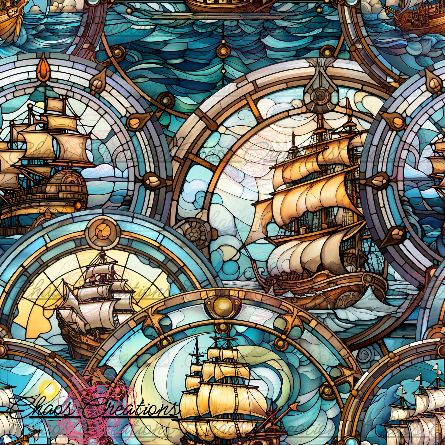 Ships stained glass