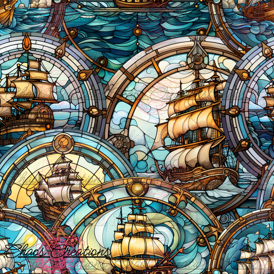 Ships stained glass