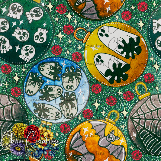 Creepmas Ornaments, antique colorway (hand drawn)